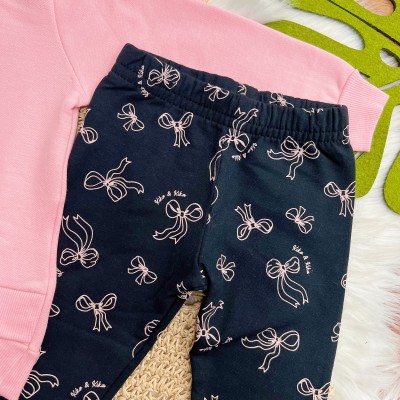 Conj. Casaco de Moletom Where You Are e Calça Legging Laços - Rosa